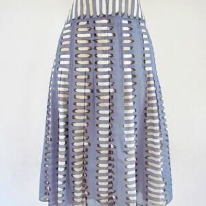 New Akris Punto Skirt Blue w Stripes Size 12 100% Cotton NWT